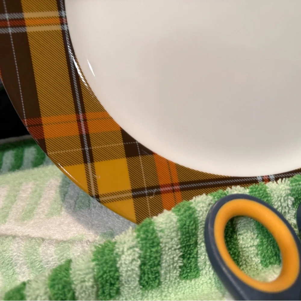 LAST ONE! New Williams Sonoma Autumn/Harvest Plaid Dinner Plate, 10 5/8”